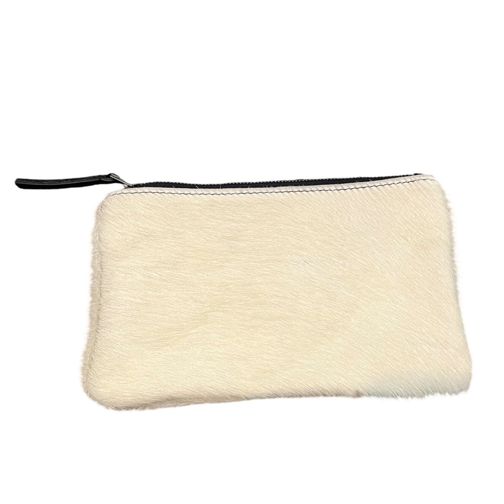 Primecut Pouch Unisex OS Cream Cowhide Calf Hair Zippered Clutch Bag